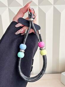 1pc Handmade Beaded Phone Lanyard, Premium Creative Wrist Strap, Unique Color Block Beaded Anti-Loss Wrist Rope, Sturdy Short Wrist Strap, Durable Nylon Braided Anti-Theft Lanyard, Suitable For Bags, Keys, Cameras, With Divider - Multicolor - View 17