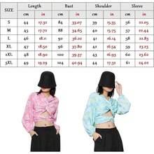 Blusa de Manga Larga con TeñIdo Anudado a la Moda para Mujer, Blusa Elegante con Lazo Sin Espalda y Nudo Torcido - Azul - Ver 7