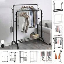 Ultimate Heavy Duty Metal Double Clothes Rail Storage Rack: A Stylish Solution For Hanging Garments, Shoes, Hats & Bags! - White - View 7