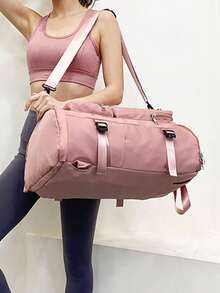 Large Capacity One Shoulder Minimalist Waterproof Double Backpack - Pink - View 4