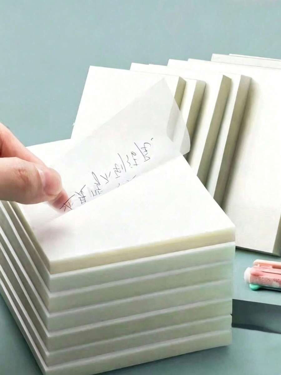 300/250/200/150/100/50/10pcs Transparent Sticky Notes, Adhesive Function Simple Memo Pads, High-Value Waterproof Marker Stickers, Suitable For Notes, Messages, Memoranda, Ideal For School Supplies And Office Supplies, Perfect For Students, Office Workers And Home Use