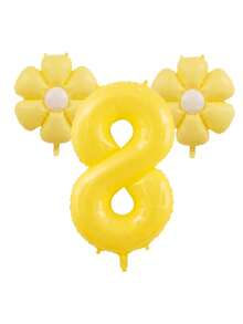 3pcs Giant 40 Inch Lemon Yellow Number 0-9 Balloon Set, Includes 18 Inch Fresh Daisy Balloons, Suitable For Birthday, New Year, Anniversary, Anniversary Party Decoration, 40 Inch Large Number Birthday Balloons - Number - View 10