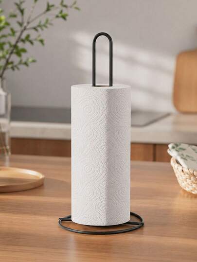1PC Black Floor Standing Paper Towel Holder For Kitchen Countertops, Suitable For Kitchen Countertops, Bathrooms, And Dining Rooms; Ideal For Home Decor And Storage.