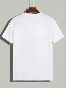 2025 Men'S Summer Fashion Casual Versatile Easy Letter Print Soft Comfortable Round Neck T-Shirt - 白色 - 查看 2