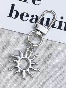 INS Style Sun Keychain, Minimalist Bag Charm, Student Backpack Pendant, Unisex, Couple & Best Friend Gift - Silver - View 5