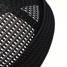 1pc Summer New Stitched FEWK Leather Label Hollow Large Grid Mesh Bucket Hat Unisex Hip-Hop Breathable - Multicolor - View 8