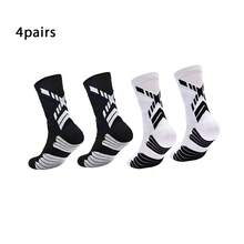1/4/6 pares de calcetines deportivos de fútbol de media caña para hombre, antideslizantes, amortiguadores, suaves y transpirables, adecuados para baloncesto, running y entrenamiento diario de fitness - Blanco y Negro - Ver 9