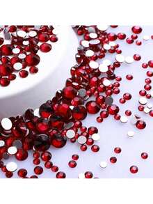 Dark Red 1440PCS Mixed SS3-SS20 Gold Base Flatback Rhinestones DIY Nail Art Accessories - Dark Red - View 1