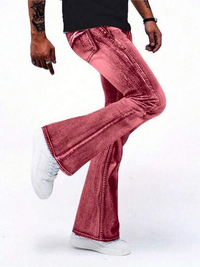 YANGCANREN Men's Retro Disco Casual Slim Fit Flared Jeans