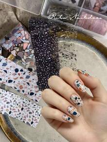 RITANAILDECO RitaNail 10-Roll Set Nail Transfer Paper Non-Self-Adhesive Professional Nail Salon Choice Compatible With Transfer Glue For Home Nail DIY Nail Artist Minimalist Japanese Style Simple Stone Texture Starry Sky - Multicolor - View 2