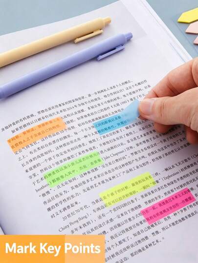 100入螢光半透明索引標籤，學生學習重點標記分類指示貼紙，PET便利貼