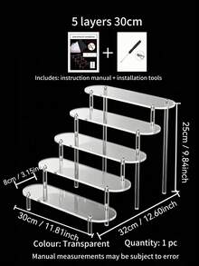 1pc Multi-Functional Transparent Acrylic Tiered Display Stand, Suitable For Perfume And Cosmetic Storage, Home Decor - Multicolor - View 14