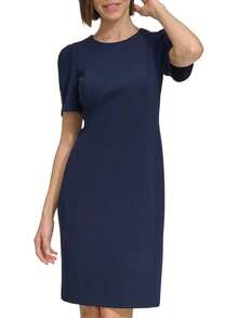 DKNY Vestido Midi de Gasa con Mangas y Falda Godet Vestido para Mujer - Equipaje - Ver 19
