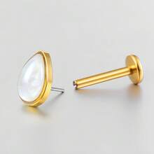 1 buah Anting Tindik Bibir/Hidung Bentuk Tetesan Air Mata dari Baja Titanium ASTM F136 dengan Bagian Belakang Datar, Cocok untuk Tindik Medusa/Tulang Rawan/Conch/Helix - Tanpa ulir - View 9