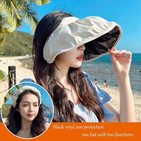 1PC Women's Foldable Wide Brim Sun Hat, UV Protection Beach Hat For Summer