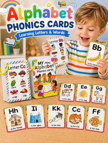 ABC English Letters, 26 Alphabet Flash Cards For Children, Phonics Flash Cards, English 26 Alphabet Phonetic Pocket Cards - 彩色 - 查看 1