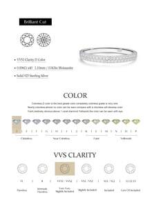 1pc D Color VVS1 Moissanite 925 Sterling Silver Double Layer Eternity Ring, Women's Daily Jewelry Gift - Silver - View 5