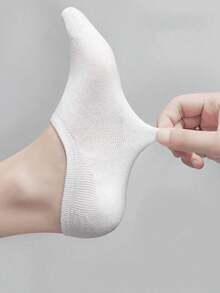 3/6/8 Pairs Women's Spring/Summer Black/White/Grey Solid Color Casual Comfortable Minimalist Invisible Boat Socks Suitable For Home, Office, Daily Wear - Multicolor - View 2