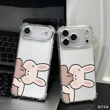 Funda para teléfono con patrón Un ratón marrón besa a un conejo., compatible con iPhone 17, 16, 15, 14, 13, 12, 11 Pro Max, Plus,   A,  Redmi POCO  G, OPPO A, Honor. Diseño ligero, antideslizante y a prueba de golpes. - transparente - Ver 1