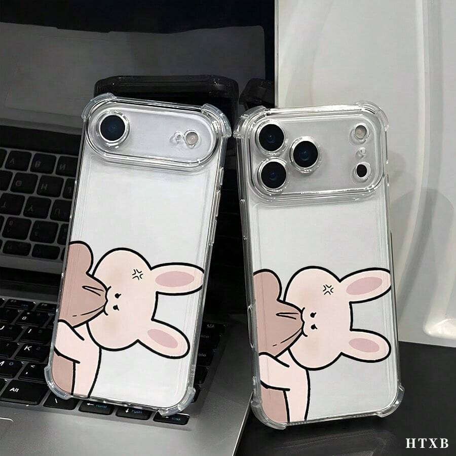 Funda para teléfono con patrón Un ratón marrón besa a un conejo., compatible con iPhone 17, 16, 15, 14, 13, 12, 11 Pro Max, Plus, A, Redmi POCO G, OPPO A, Honor. Diseño ligero, antideslizante y a prueba de golpes. - transparente - Ver 1