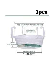 3pcs Plastic Hanging Basket Drip Tray With Hooks, Transparent Round Anti-Leak Plant Water Catching Tray, Multi-Size Hanging Flower Pot Watering Tray, Suitable For Balcony Indoor/Outdoor Garden Planting, Practical Gardening Supplies, Plant Lover Gift, 1pc - Multiple Styles - View 13
