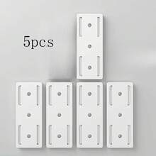 5pcs/10pcs Self-Adhesive Power Strip Holders - Wallmount, Damage-Free Removable And Durable Plastic - Space-Saving Organizer, Utility Hooks, Power Cord Clips For Home Office, Minimalist Design, No Drilling Required, Practical Hooks - White - View 10