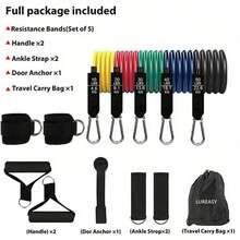 11pcs Resistance Band Set, Fitness Resistance Training Bands With Door Anchor, Fitness Equipment, Fitness Accessories, Home Workout Tools, Suitable For Men's Gifts, Valentine's Day Gifts, Home Exercise Equipment - A - View 6