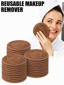 12pcs Reusable Makeup Remover Pads With Edge Design, Washable Makeup Wipes For Slouchy People, 3/1pc Pack - Multicolor - View 1