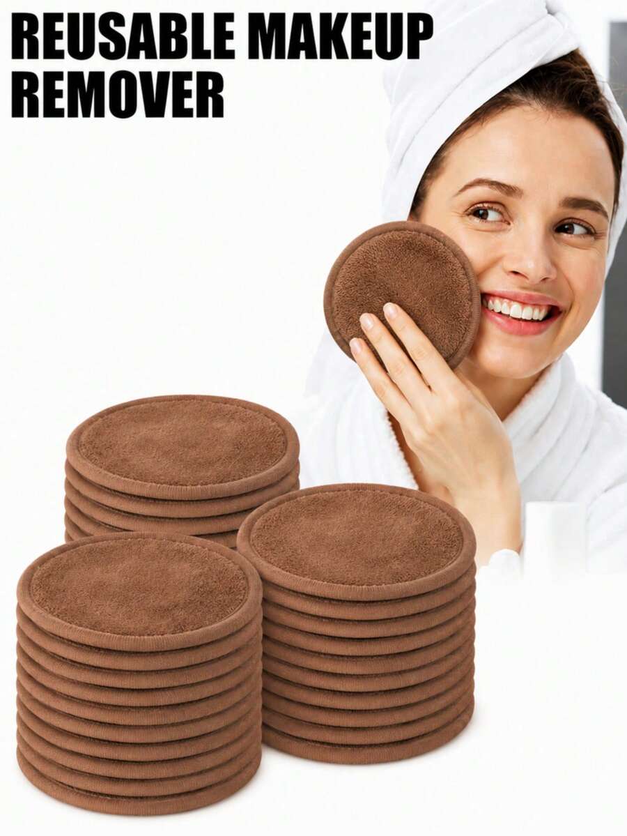 12pcs Reusable Makeup Remover Pads With Edge Design, Washable Makeup Wipes For Slouchy People, 3/1pc Pack - Multicolor - View 1