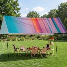 1pc Sunset Gradient Pattern Sun Shade Canopy, Modern Style, Colorful, Large Size, UV Protection, Sturdy And Durable, Easy Installation, Suitable For Beach, Garden, Patio, Includes Rope - Multicolor - View 10
