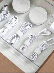 1 Roll 500cm White Multi-Purpose Cable Ties - Durable Power Cord Organizer, Suitable For Home, Office And Electronic Products | Easy-To-Use Cable Management Tool, Suitable For Computers, TVs And More | Reusable Cable Ties For Wire Management | Plastic Material - Multicolor - View 3