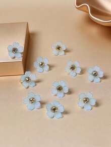 10pcs Floral Beaded Hair Clips - Girls Hair Accessories - Holiday Decorative Hair Clips - Multicolor - View 2