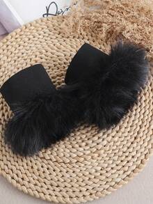 1 Pair Women's White Plush Fabric Patchwork Decorative Faux Cuffs - Multicolor - View 5