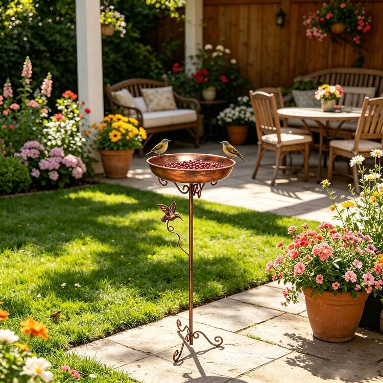 1pc Vintage Iron Art Freestanding Bird Feeder, Exquisite Scroll Pattern Country Style Hummingbird Feeder, Garden Decor & Practical Feeding Station, Unique Gift For Bird Lovers - TY-tK17 - View 10