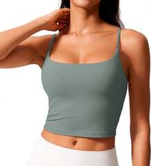 CRZ YOGA Butterlift Sujetador Deportivo de Cuello Redondo para Mujer - Tirantes Ajustables en La Espalda - Rojo Profundo - Ver 11