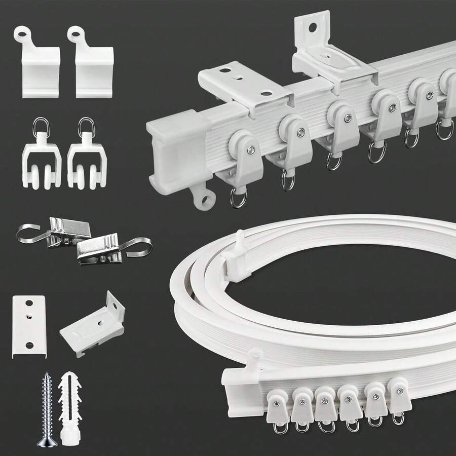 1 Set Easy To Install Flexible PVC Curtain Track, Suitable For Installing Shower Curtains, Window Curtains And Decorative Curtains. Multiple Styles Of Shower Curtain Tracks, Curtain/Shower Curtain Track Accessories And Shower Curtain Rods Available. Home Bathroom Decor, Autumn Decor, Bathroom Accessories, Back To School - Flexible PVC Curtain Tracks - View 1