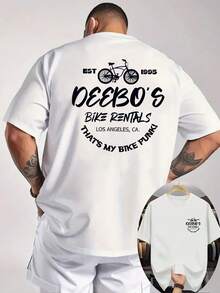 [Selección Niu Wang]Nueva camiseta de manga corta casual para hombre de verano, con cuello redondo acanalado, estampada tanto en la parte delantera como en la trasera, hecha de tela de punto - Blanco - Ver 1