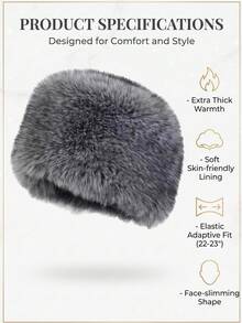 2/1 pieza Sombrero de cubo estilo mongol de piel de zorro plateado sintético para mujer, sombrero con capucha suave que cubre el cabello. Diseño engrosado, adecuado para esquí, deportes de nieve, viajes al aire libre, desplazamientos y uso diario en la ciudad, también para Navidad, Año Nuevo, vacaciones de invierno, regalo de festival. - Ver 4