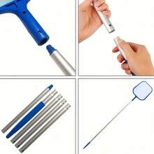 Pool Skimmer Net Set, Adjustable 5-Section 48-Inch Telescopic Aluminum Alloy Pole, Dense Pond Cleaning Net, Fine Mesh Leaf Net, Suitable For Garden Ponds And Hot Tubs, Blue, For Pool Maintenance And Cleaning, Essential Pool Maintenance | Professional Pool Equipment | Durable Pool Net | Pool Cleaning Tools - 6-chaowang - View 9