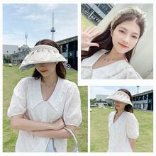 1PC Women's Foldable Wide Brim Sun Hat, UV Protection Beach Hat For Summer - Shell Cap [Black Vinyl] - View 5