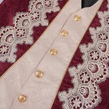 Men's Steampunk Medieval Jacket Gothic Victorian Era Frock Coat Uniform - Red - View 5