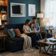 HOMEMAKE FURNITURE Sofá Cama Matrimonial Multifunción cojín de Respaldo Reversible Sofa de Sala, Sofá Cama Convertible, 2 Portavasos, Hecho en México - Azul - Ver 5