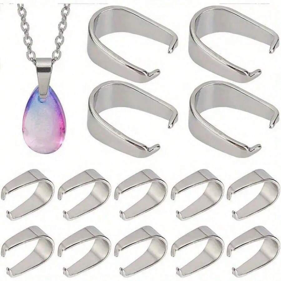 88pcs Stainless Steel Bail Pendant Clip DIY Pendant Bracelet Necklace Earring Link Clasp
