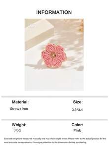 OOQ 1pc Minimalist Handmade Raffia Flower Open Metal Ring For Women, Colorful Dopamine Bright Summer Holiday INS Style, Suitable For Women's Daily Wear, Dating, Party, Versatile Gift For Her (Handmade Weaving Method Random, Purely Handmade May Have Occasional Glue Overflow) - Six-petaled Flower - View 10