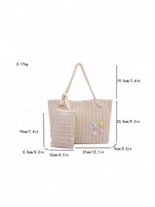 Fresh Star Woven Tote Bag 2026 New Style Mother-Daughter 2-Piece Set Shoulder Bag Fashion Korean Version Vacation Woven Women's Bag - Beige - View 5