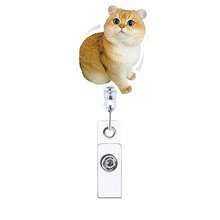 1pc/2pcs/3pcs Acrylic Cat Expression Retractable Rotating Badge Reel Doctor Nurse Keychain ID Holder - Multicolor D - View 21