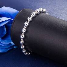 925 Sterling Silver Hollow Beaded Bracelet, Suitable For Daily Wear And Gifting - White - View 2