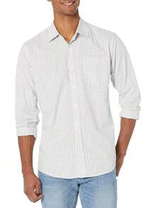 Essentials para hombre ajuste Regular manga larga camisa de cuadros - Azul Francés - Ver 9
