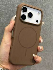 奢華磁吸軟矽膠手環手機殼，適用於 iPhone 17 Pro Max 17 16 15 14 13 12 11 Pro Max Plus，支援磁吸無線充電，防摔保護殼 - 深棕色 - 查看 2