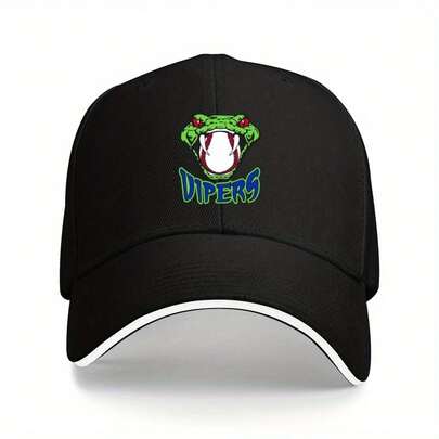 1pc Vipers Baseball Cap - Adjustable, Foldable Truckers Hat With Green & White, Lightweight Polyester Outdoor Sports, Fishing, Beach, And Casual Wear, Beach Accessories| Adjustable Cap| Durable Headgear